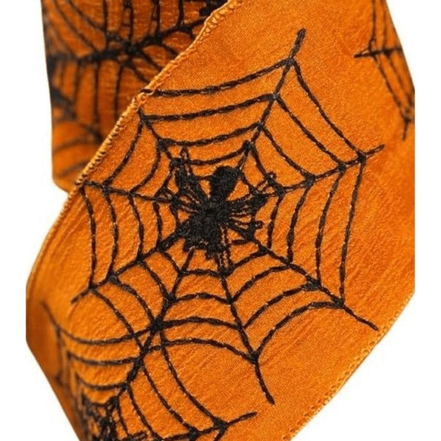 Shop For 4" Embroidered Spider Web Ribbon: Orange (10 Yards)