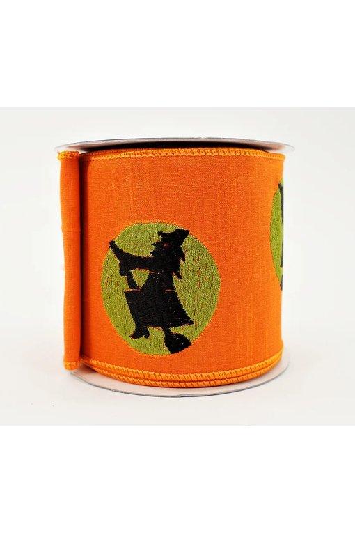 Shop For 4" Embroidered Witch Ribbon: Orange (10 Yards)