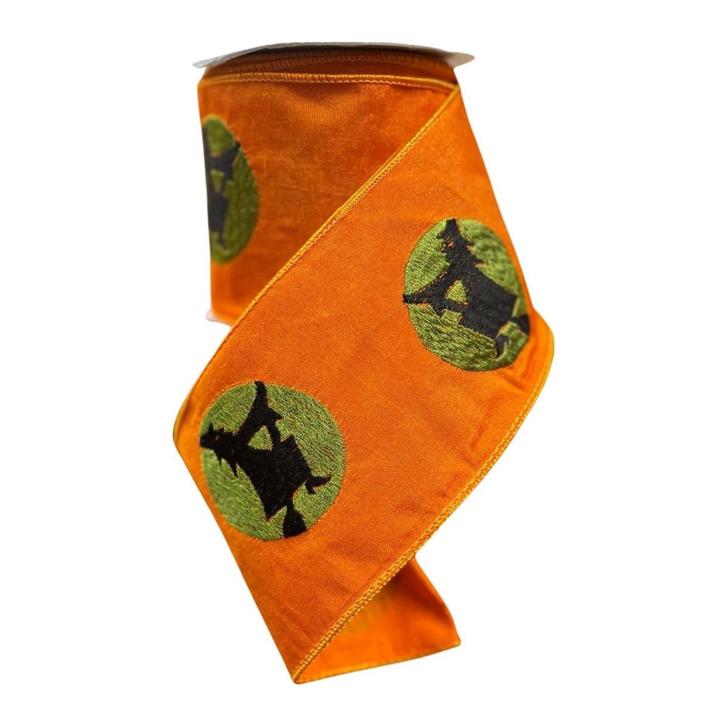 Shop For 4" Embroidered Witch Ribbon: Orange (10 Yards)