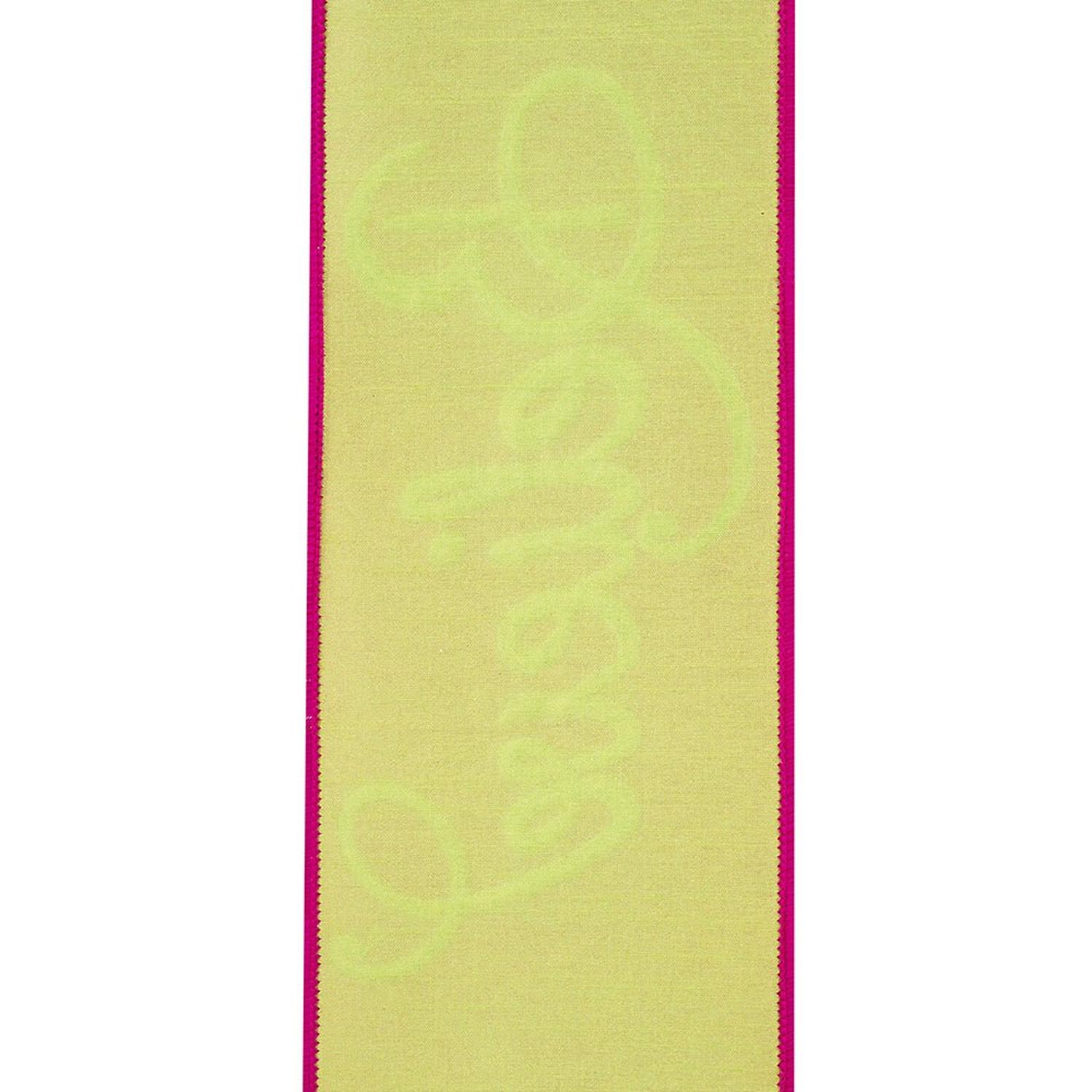 Shop For 4" Embroidery Believe Ribbon: Hot Pink/Lime Green (5 Yards)