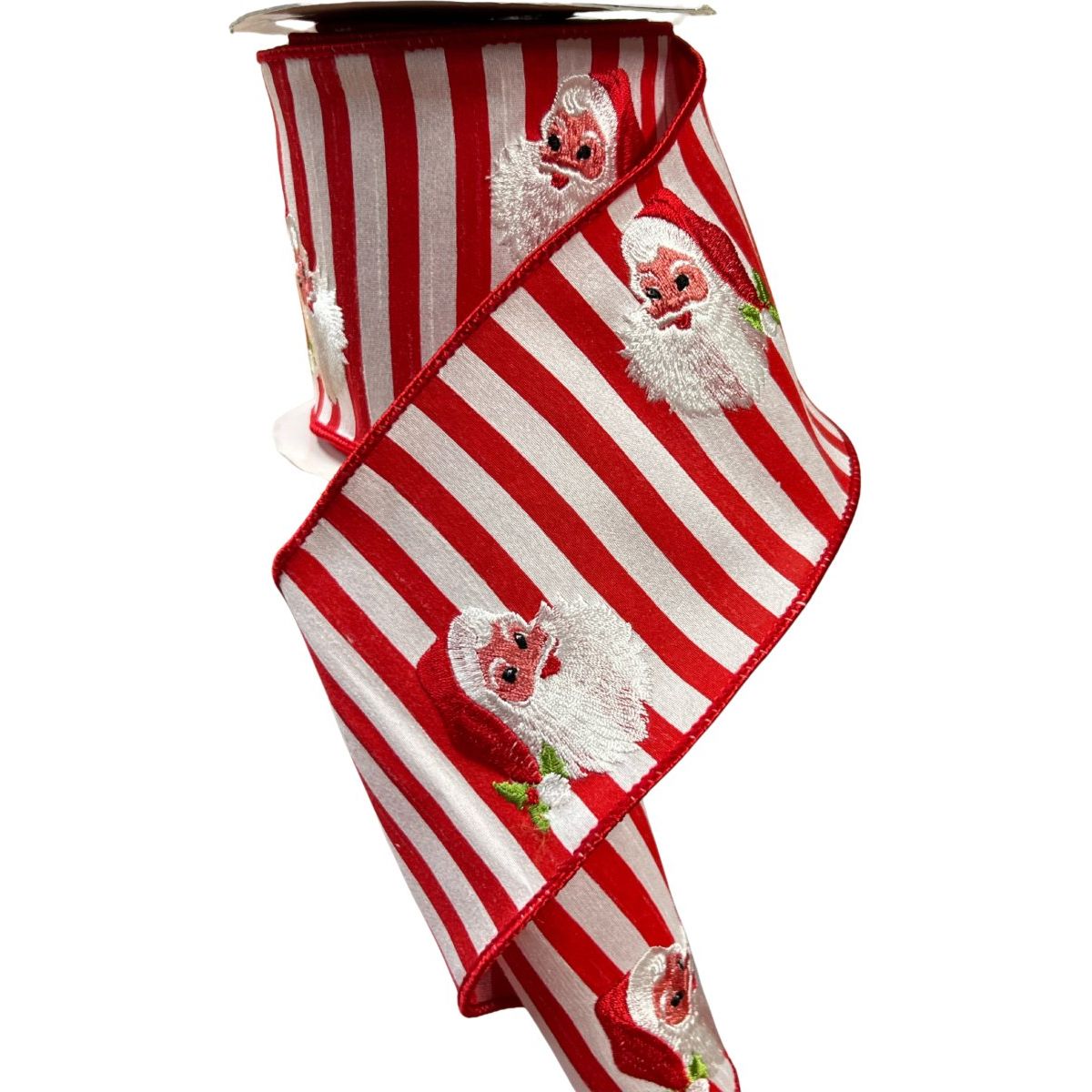 Shop For 4" Embroidery Santa Face Ribbon: Red/White (10 Yards)