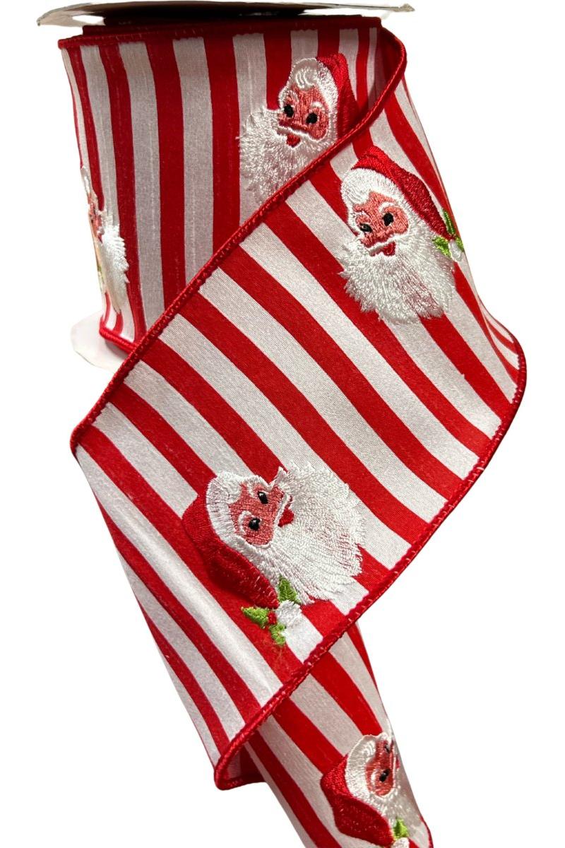 Shop For 4" Embroidery Santa Face Ribbon: Red/White (10 Yards)