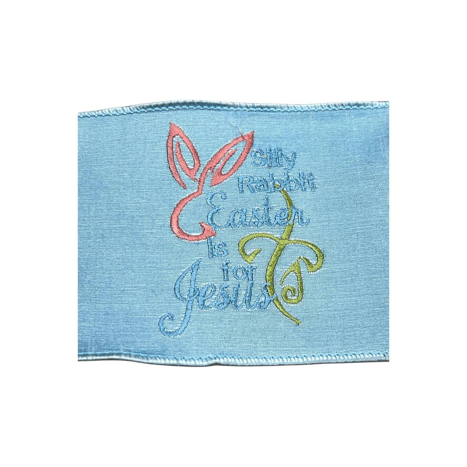 4" Embroidery Silly Rabbit Ribbon: Blue (10 Yards)