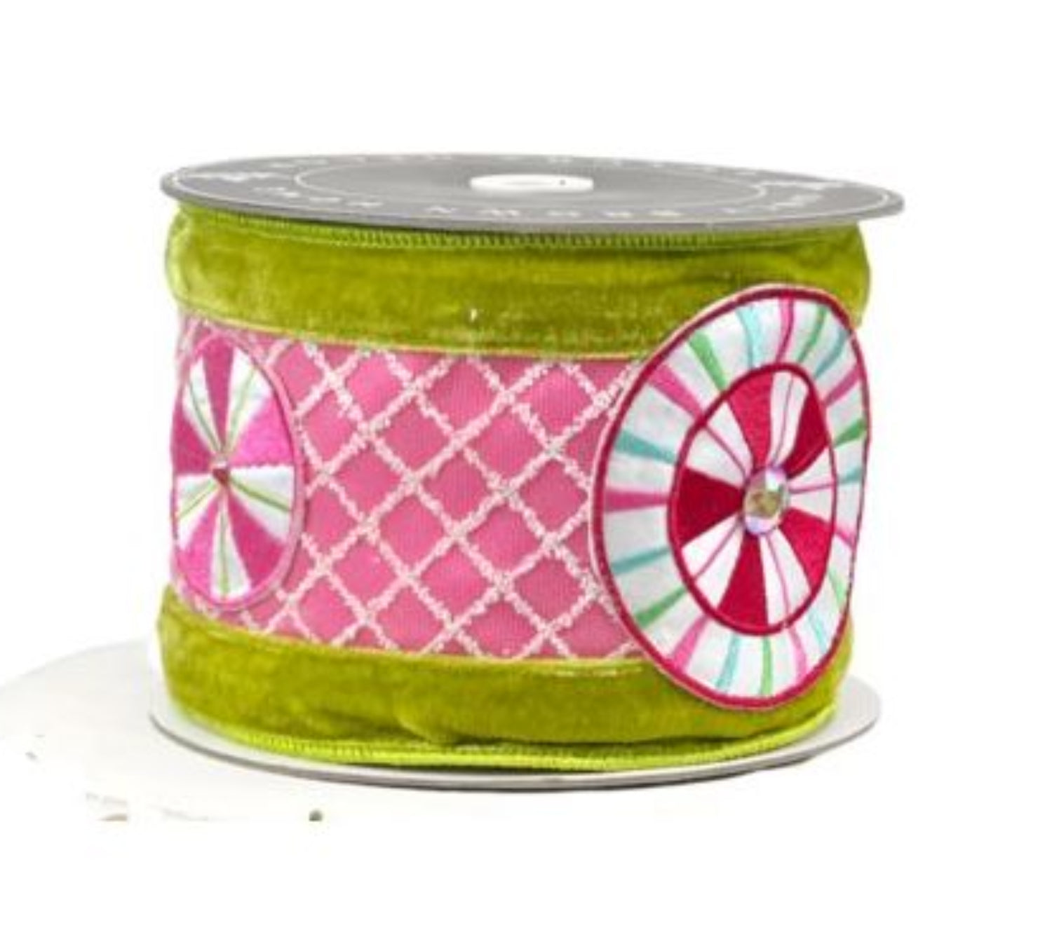 Shop For 4" EXCLUSIVE Sweet Candy Ribbon: Lime Green/Pink (5 Yards) at Michelle's aDOORable Creations