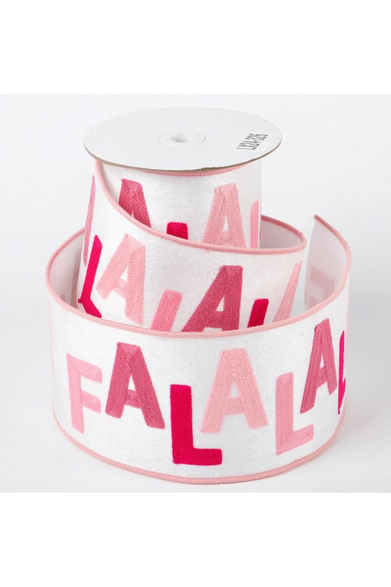 Shop For 4" Fa La La Embroidered Dupion Ribbon: White/Pink (5 Yards)