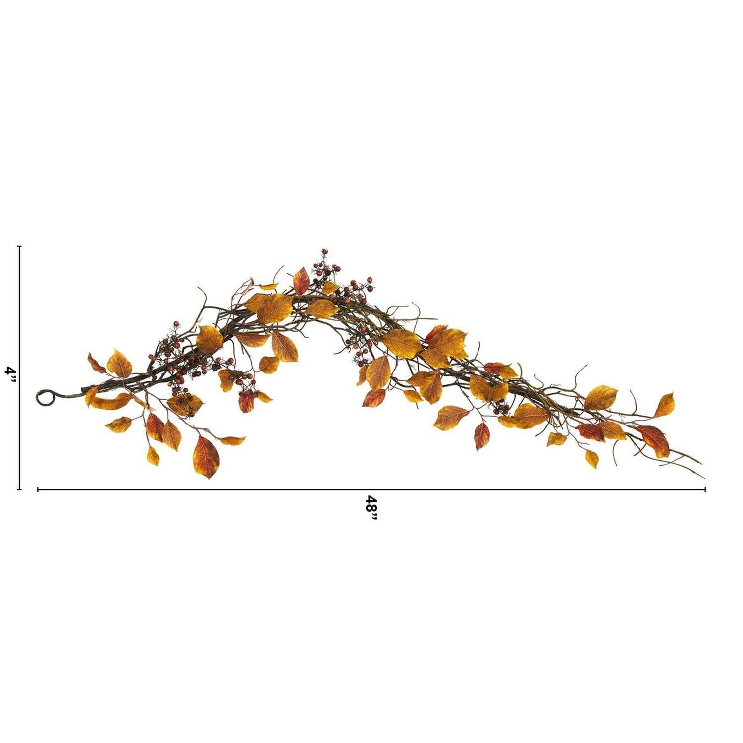 4’ Fall Foliage, Berries and Twig Artificial Garland