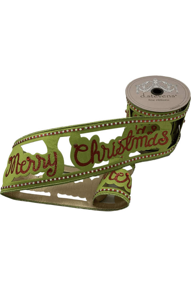 Shop For 4" Glitter Cut Out Ribbon: Lime/Red (5 Yards)