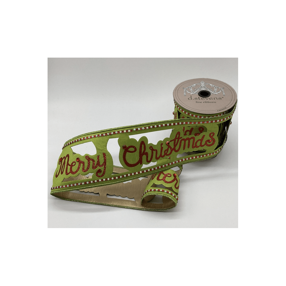 Shop For 4" Glitter Cut Out Ribbon: Lime/Red (5 Yards)