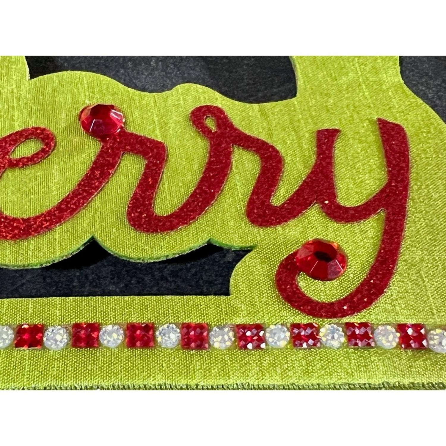 4" Glitter Cut Out Ribbon: Lime/Red (5 Yards)