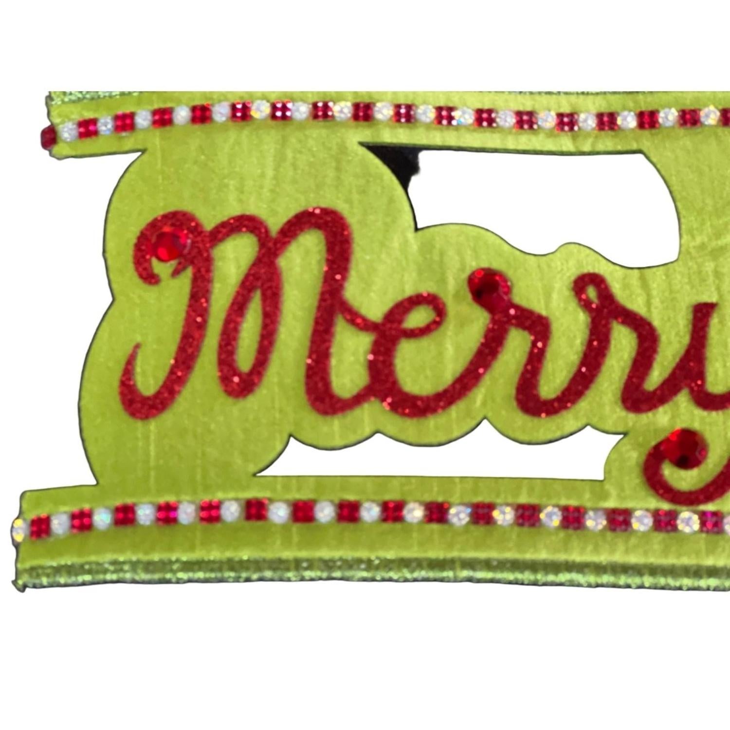 4" Glitter Cut Out Ribbon: Lime/Red (5 Yards)