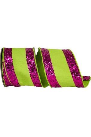 Shop For 4" Glitter Edge Dupioni Ribbon: Lime/Pink (5 Yards)