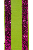 Shop For 4" Glitter Edge Dupioni Ribbon: Lime/Pink (5 Yards)