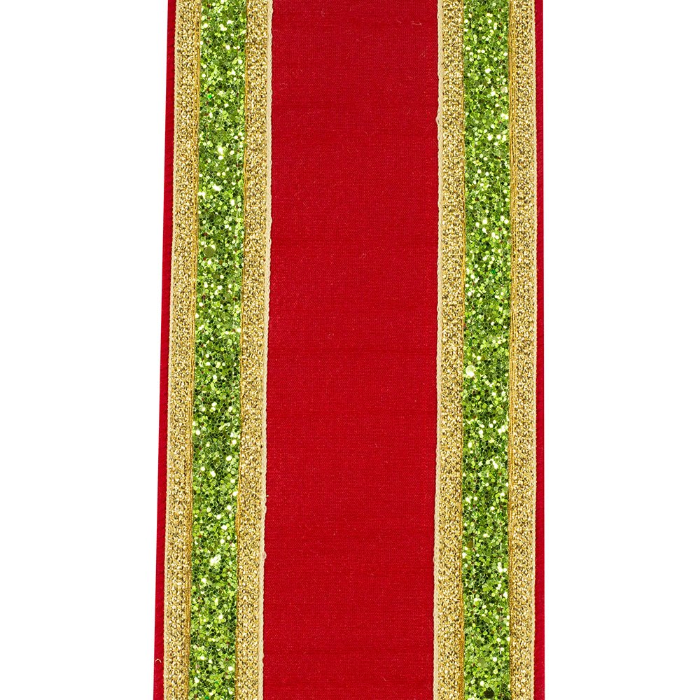 Shop For 4" Glitter Edge Dupioni Ribbon: Red/Green (5 Yards)