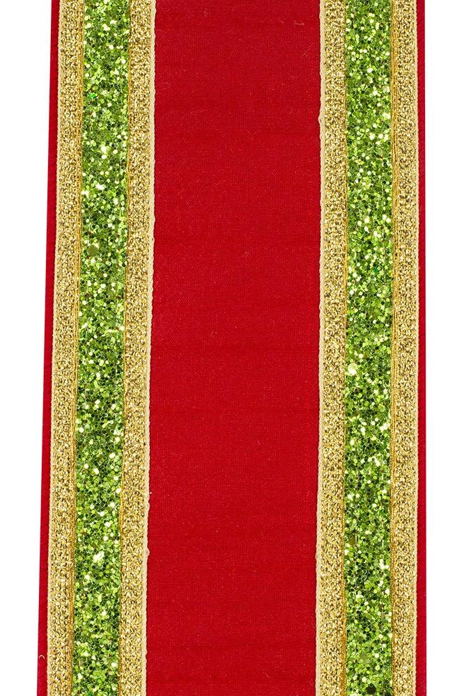 Shop For 4" Glitter Edge Dupioni Ribbon: Red/Green (5 Yards)