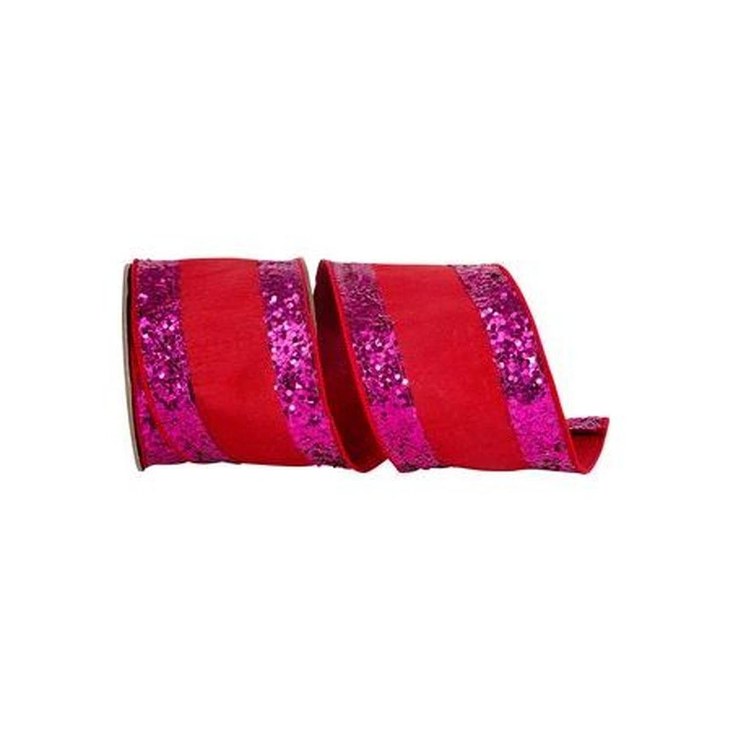 Shop For 4" Glitter Edge Dupioni Ribbon: Red/Pink (5 Yards)