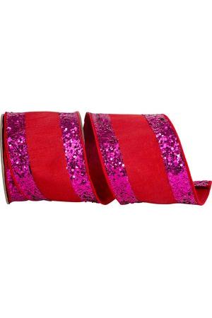 Shop For 4" Glitter Edge Dupioni Ribbon: Red/Pink (5 Yards)