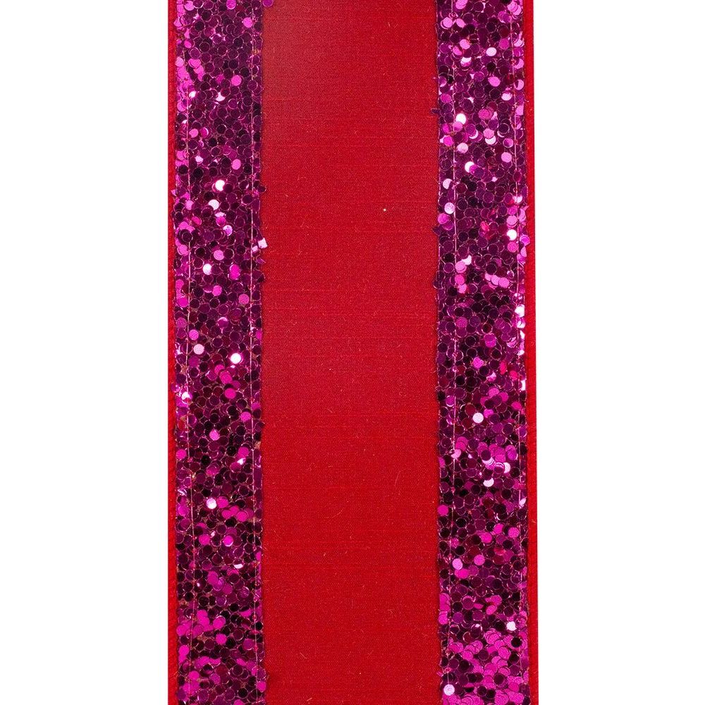 Shop For 4" Glitter Edge Dupioni Ribbon: Red/Pink (5 Yards)