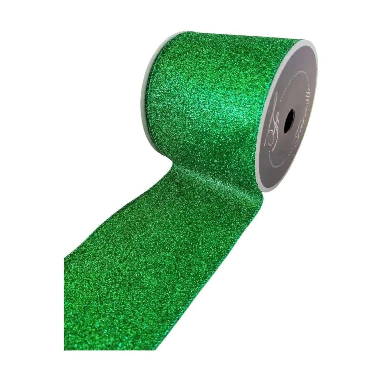 4" Glitter Magic Ribbon: Emerald Green (10 Yards)