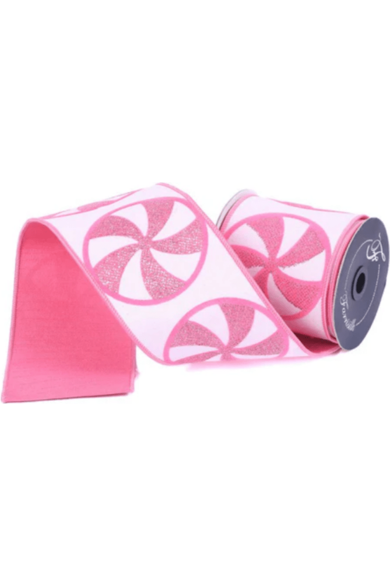 Shop For 4" Glitter Peppermint Candies Ribbon: Pink (5 Yards)