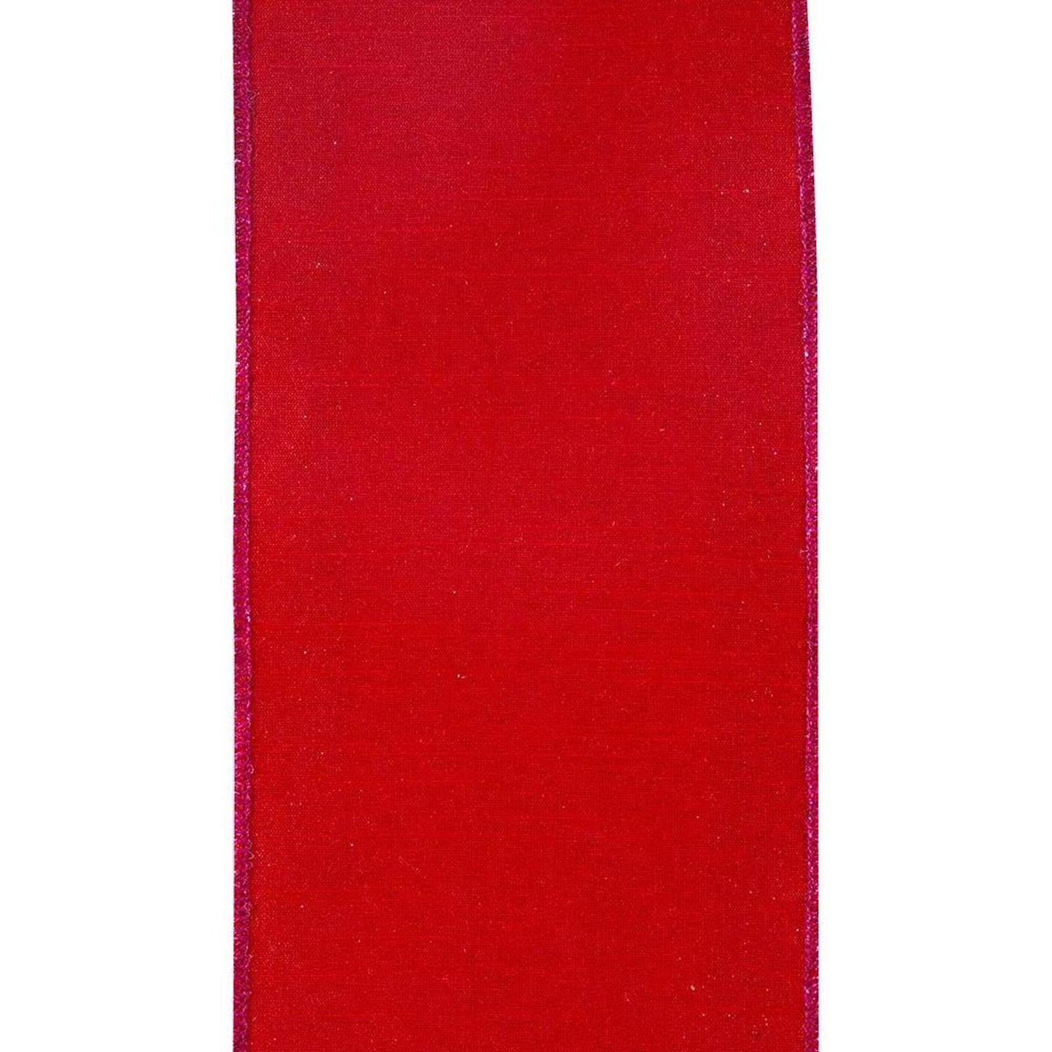 4" Glitter Stripe Dupioni Ribbon: Red/Fuchsia (5 Yards)