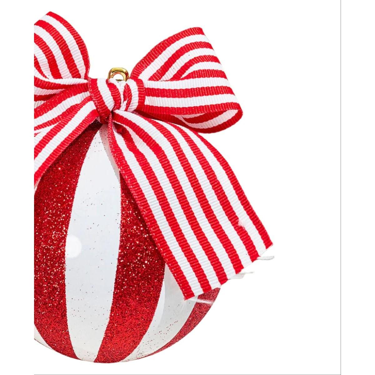 Shop For 4" Glitter Striped Ornament Ball: Red/White