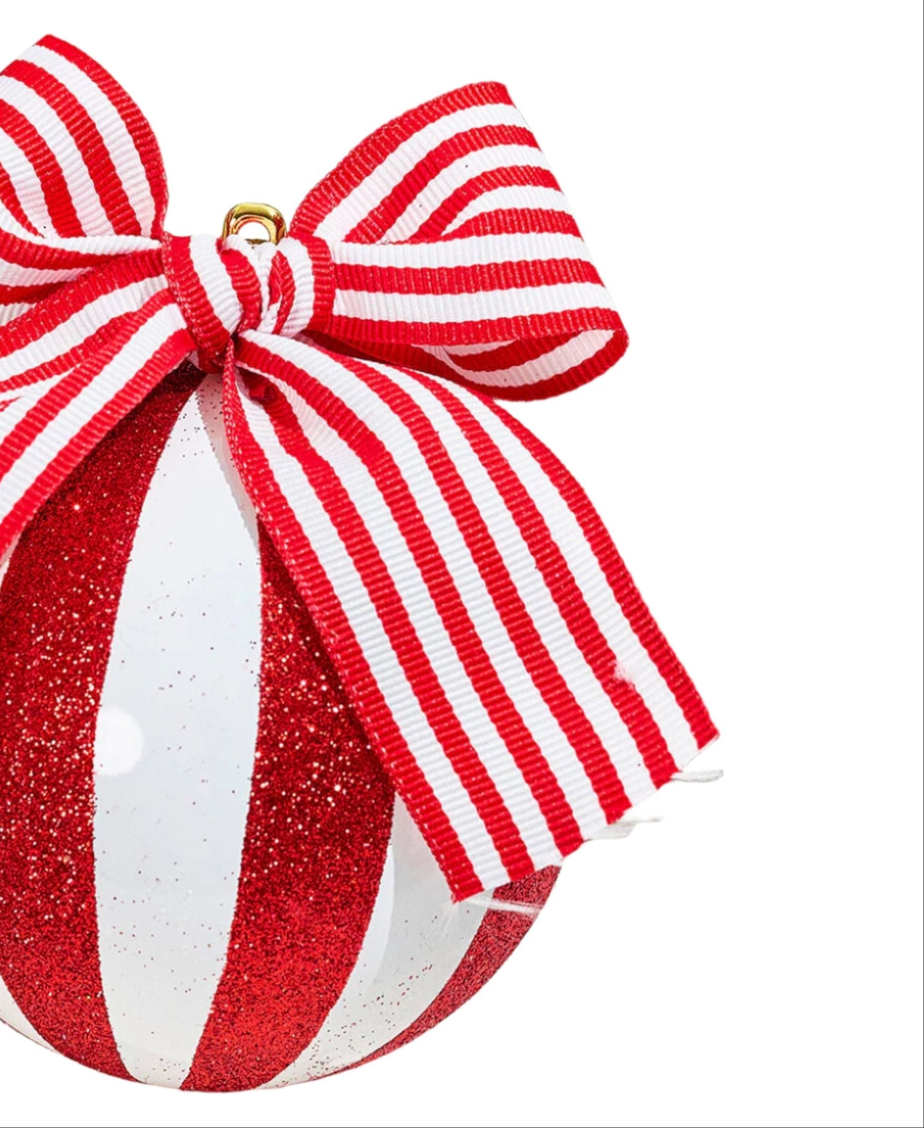 Shop For 4" Glitter Striped Ornament Ball: Red/White