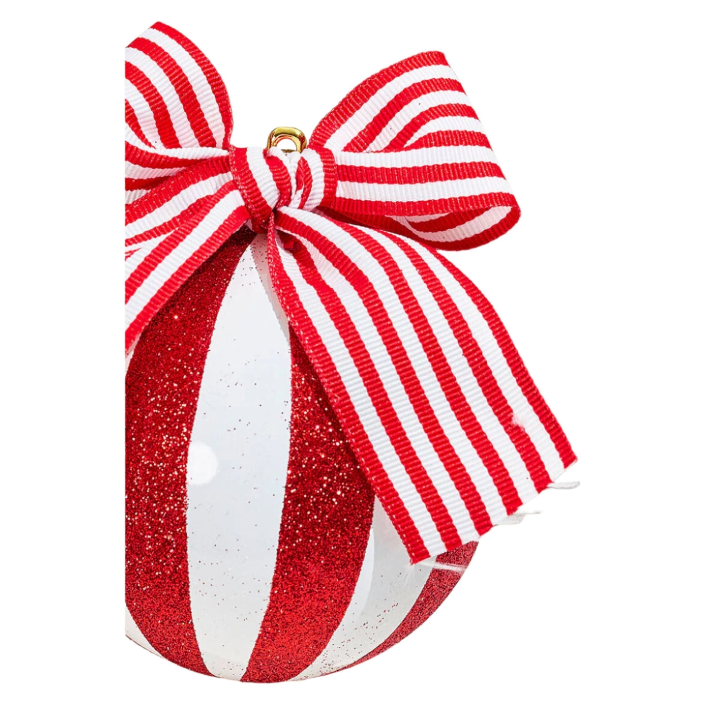 Shop For 4" Glitter Striped Ornament Ball: Red/White