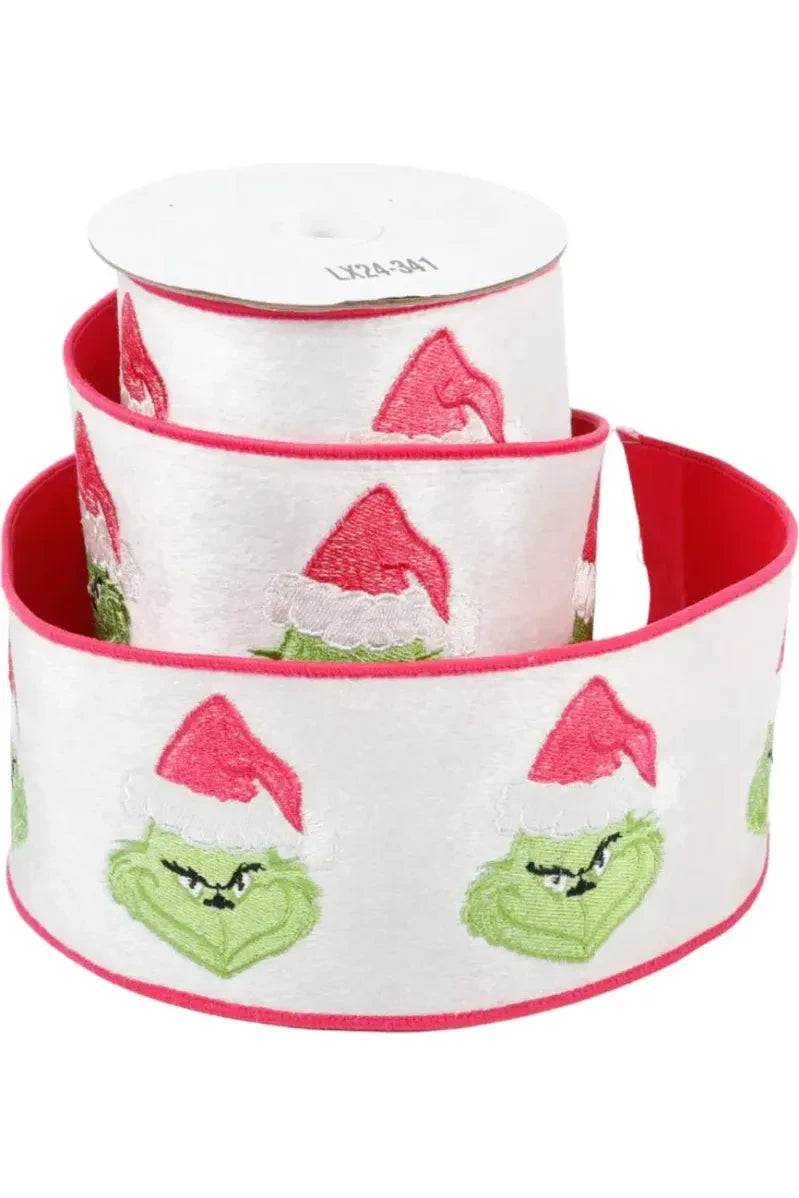 Shop For 4" Green Monster Dupion Ribbon: Pink/White (5 Yards) at Michelle's aDOORable Creations