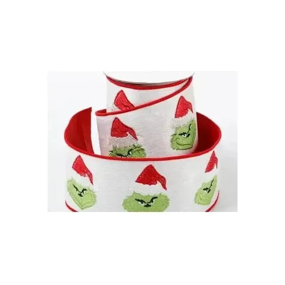 Shop For 4" Green Monster Dupion Ribbon: Red/White (5 Yards) at Michelle's aDOORable Creations