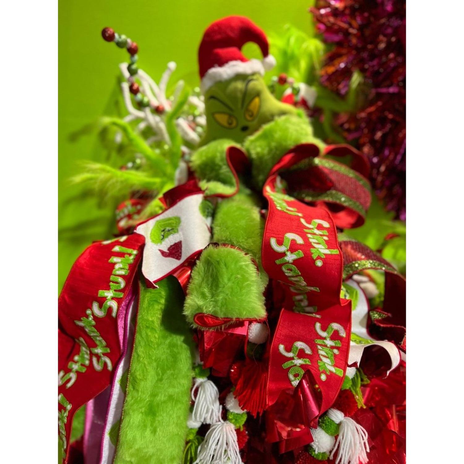 4" Green Monster Dupion Ribbon: Red/White (5 Yards)