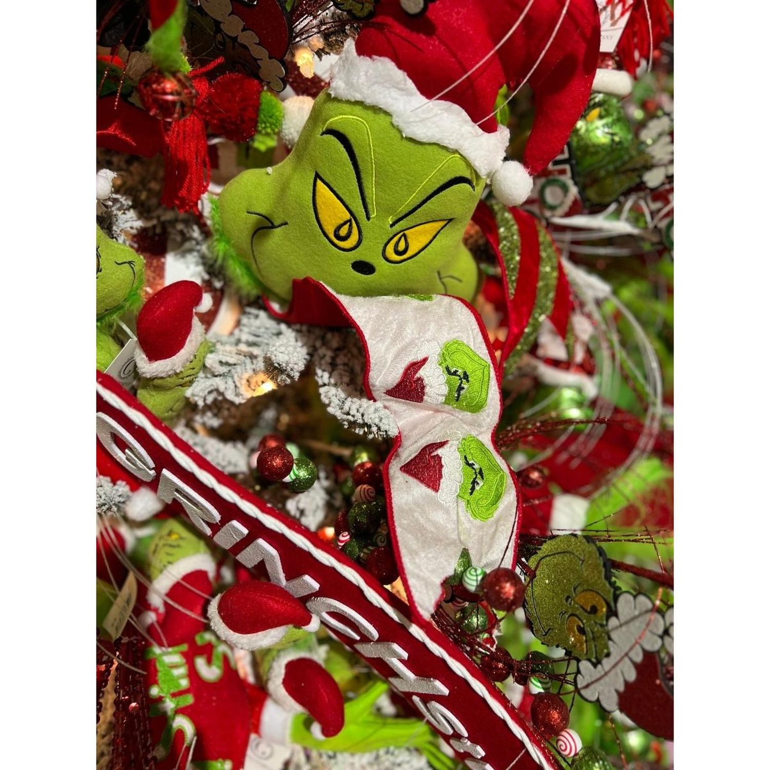 4" Green Monster Dupion Ribbon: Red/White (5 Yards)