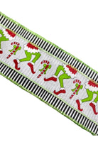 Shop For 4" Green Monster Legs Ribbon: Black/White (10 Yards)