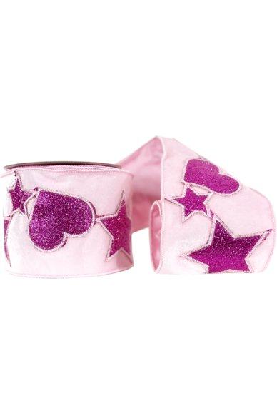 Shop For 4" Hearts and Stars Velvet Ribbon: Light Pink (5 Yards)