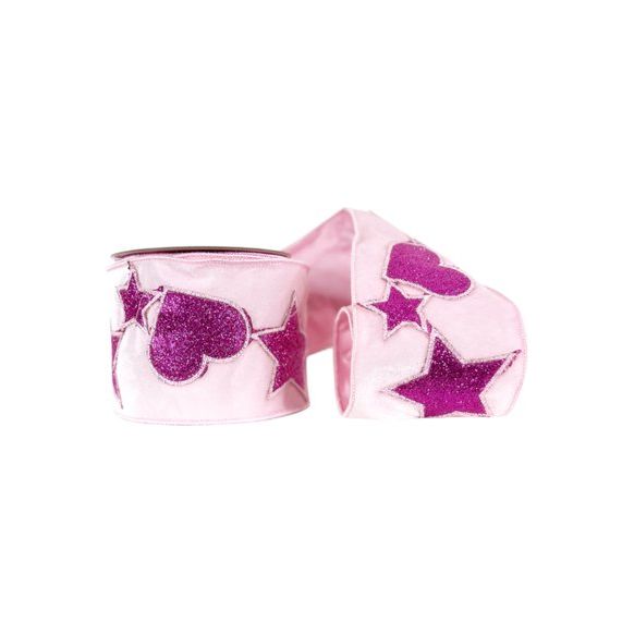 Shop For 4" Hearts and Stars Velvet Ribbon: Light Pink (5 Yards)