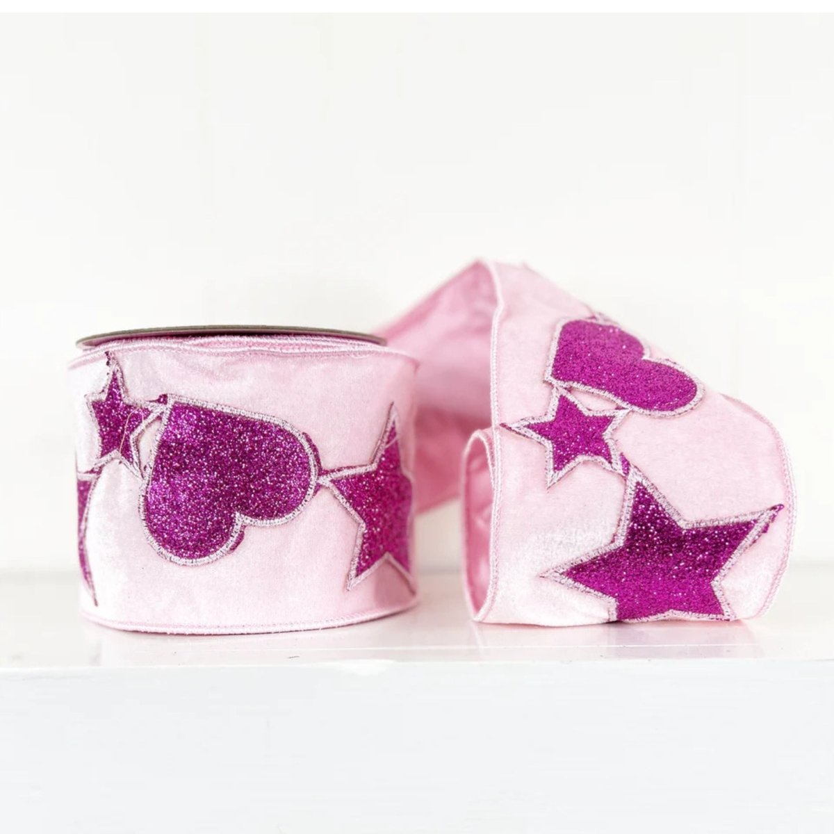 Shop For 4" Hearts and Stars Velvet Ribbon: Light Pink (5 Yards)