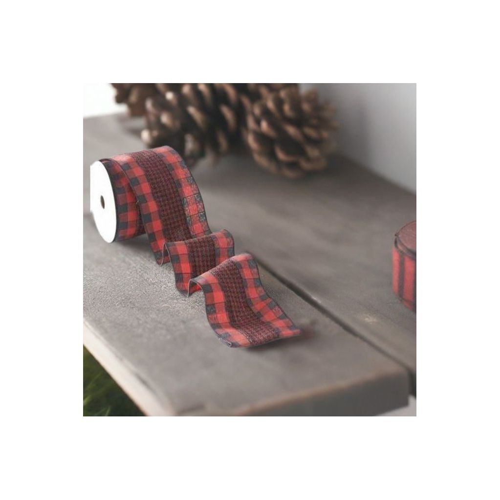 Shop For 4" Houndstooth Checked Ribbon: Red & Black ( (10 Yards) at Michelle's aDOORable Creations