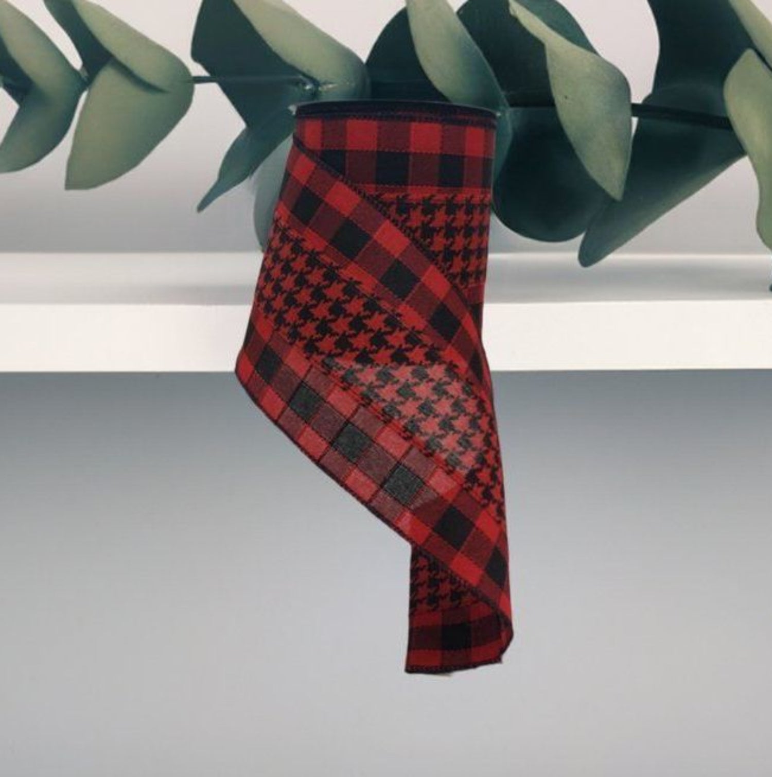 Shop For 4" Houndstooth Checked Ribbon: Red & Black ( (10 Yards) at Michelle's aDOORable Creations