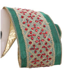 Shop For 4 inch Jeweled Ribbon: Green/Red (5 Yards)