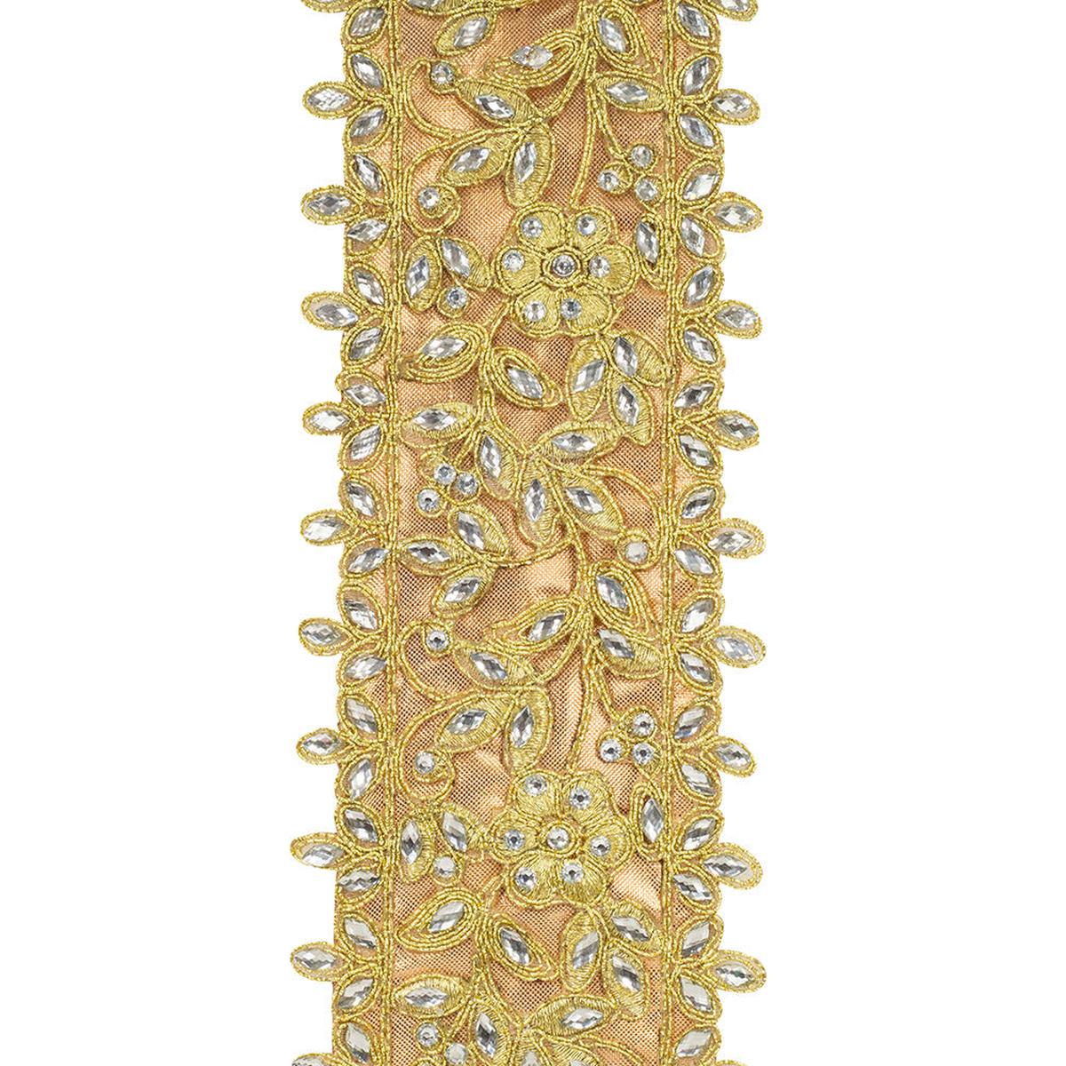 Shop For 4" Jewel Embroidery Opulence Ribbon: Gold (5 Yards)