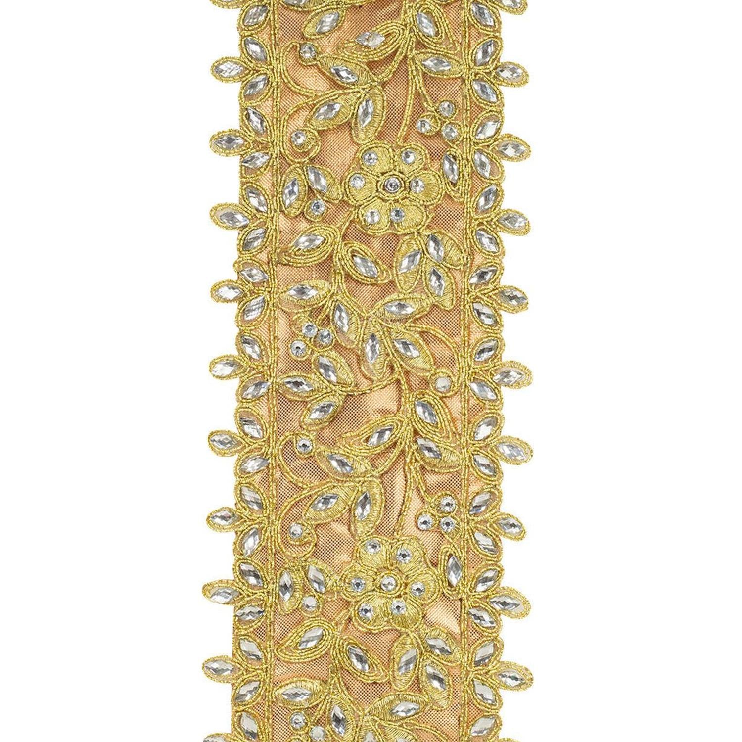 Shop For 4" Jewel Embroidery Opulence Ribbon: Gold (5 Yards)