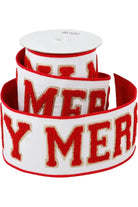 Shop For 4" Merry Dupion Backed Ribbon: White/Red (5 Yards) at Michelle's aDOORable Creations