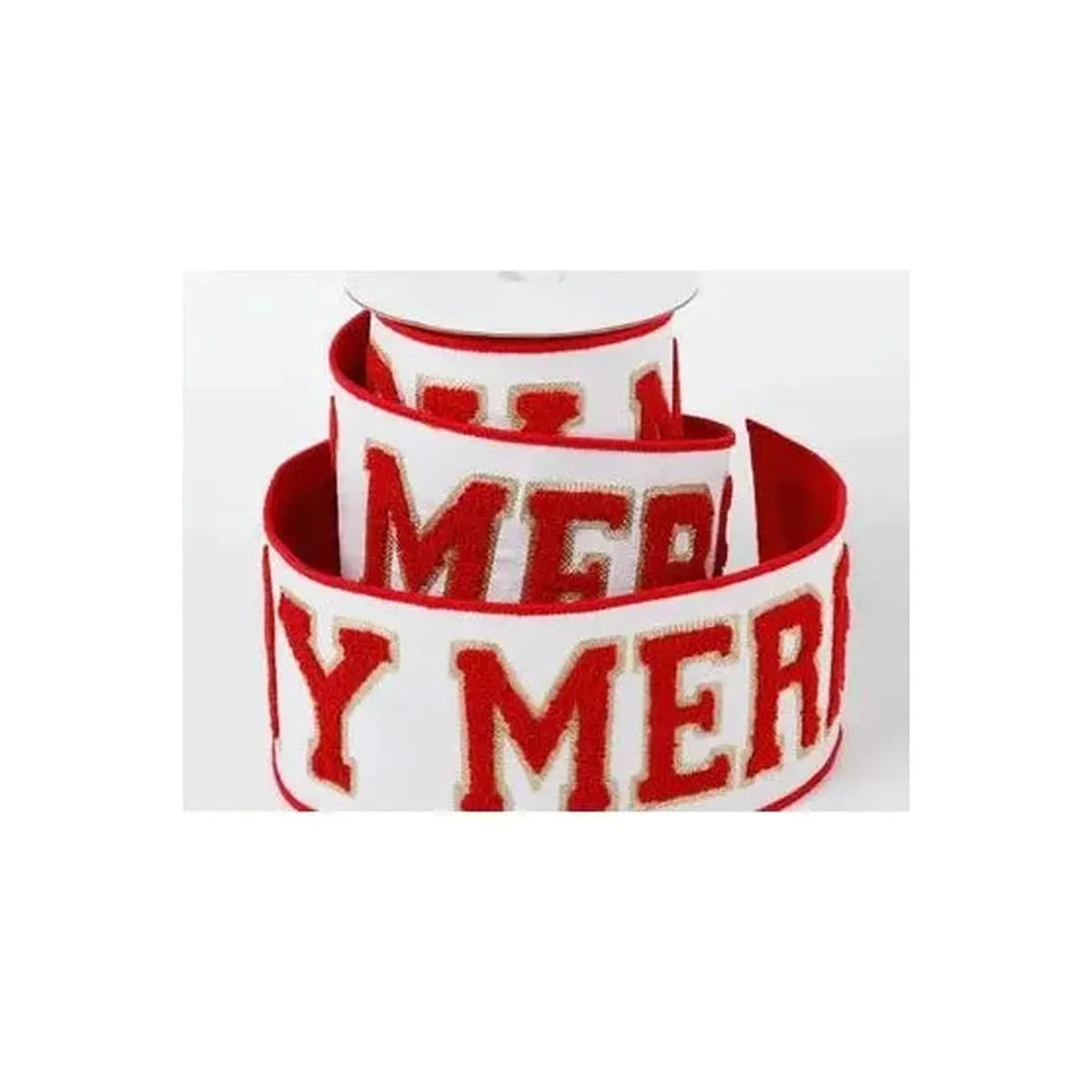 Shop For 4" Merry Dupion Backed Ribbon: White/Red (5 Yards) at Michelle's aDOORable Creations