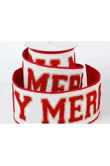 Shop For 4" Merry Dupion Backed Ribbon: White/Red (5 Yards) at Michelle's aDOORable Creations