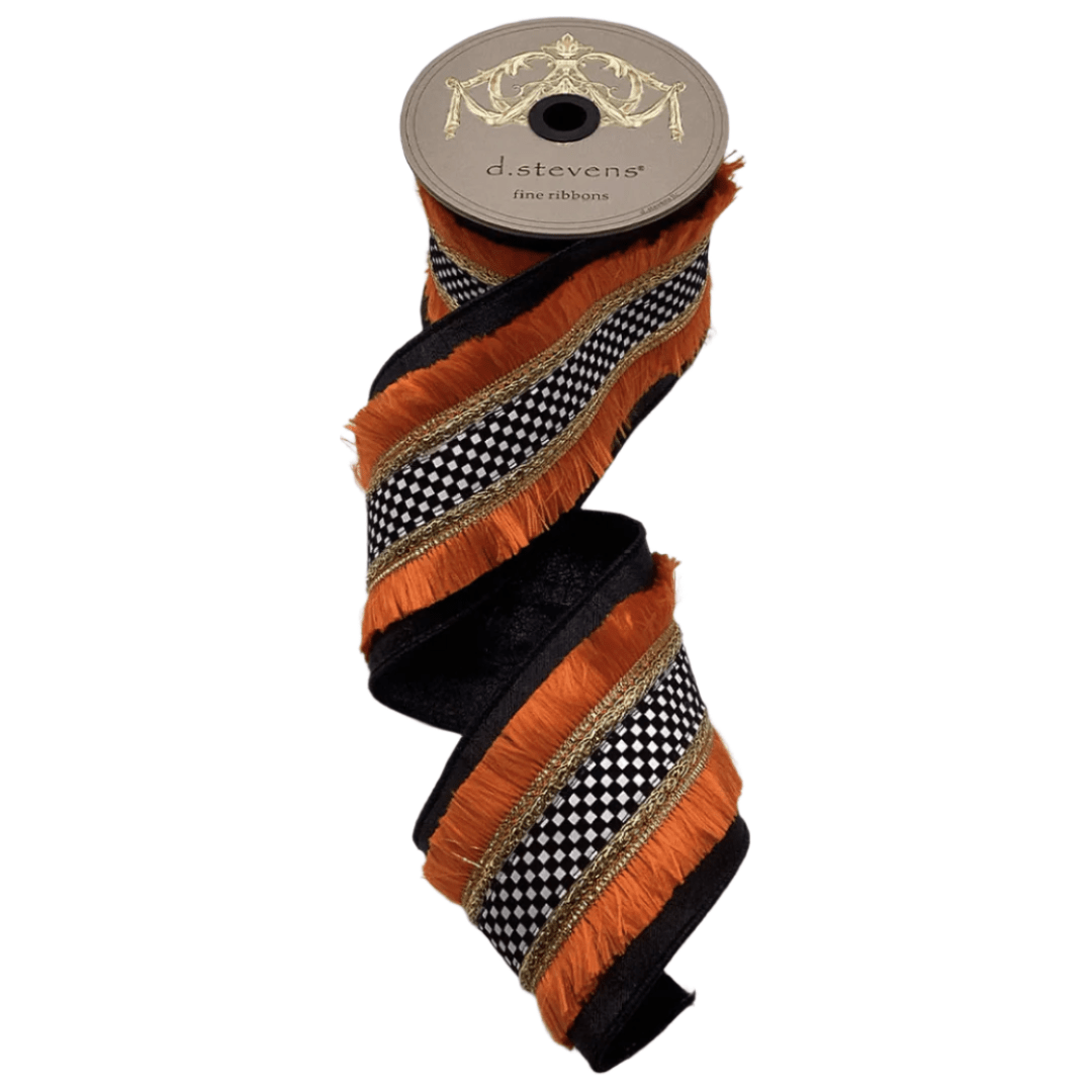 Shop For 4" Metallic Dupion Fringe Ribbon: Check (5 Yards)