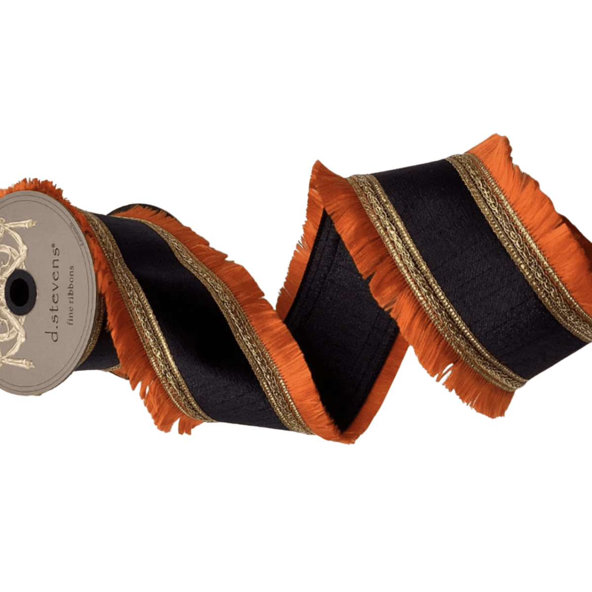 Shop For 4" Metallic Dupion Fringe Ribbon: Orange/Black (10 Yards)