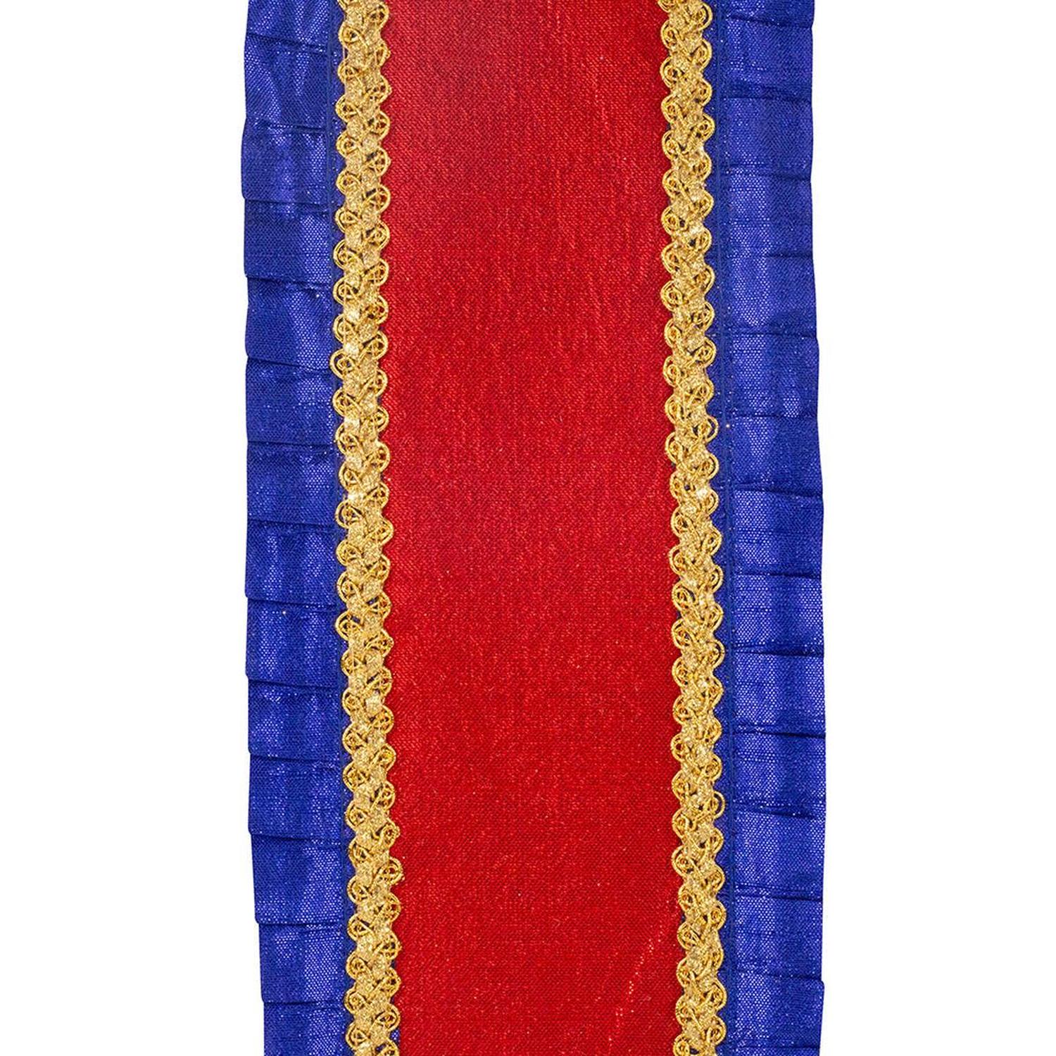 4" Metallic Pleated Dupioni Ribbon: Red/Blue (5 Yards)