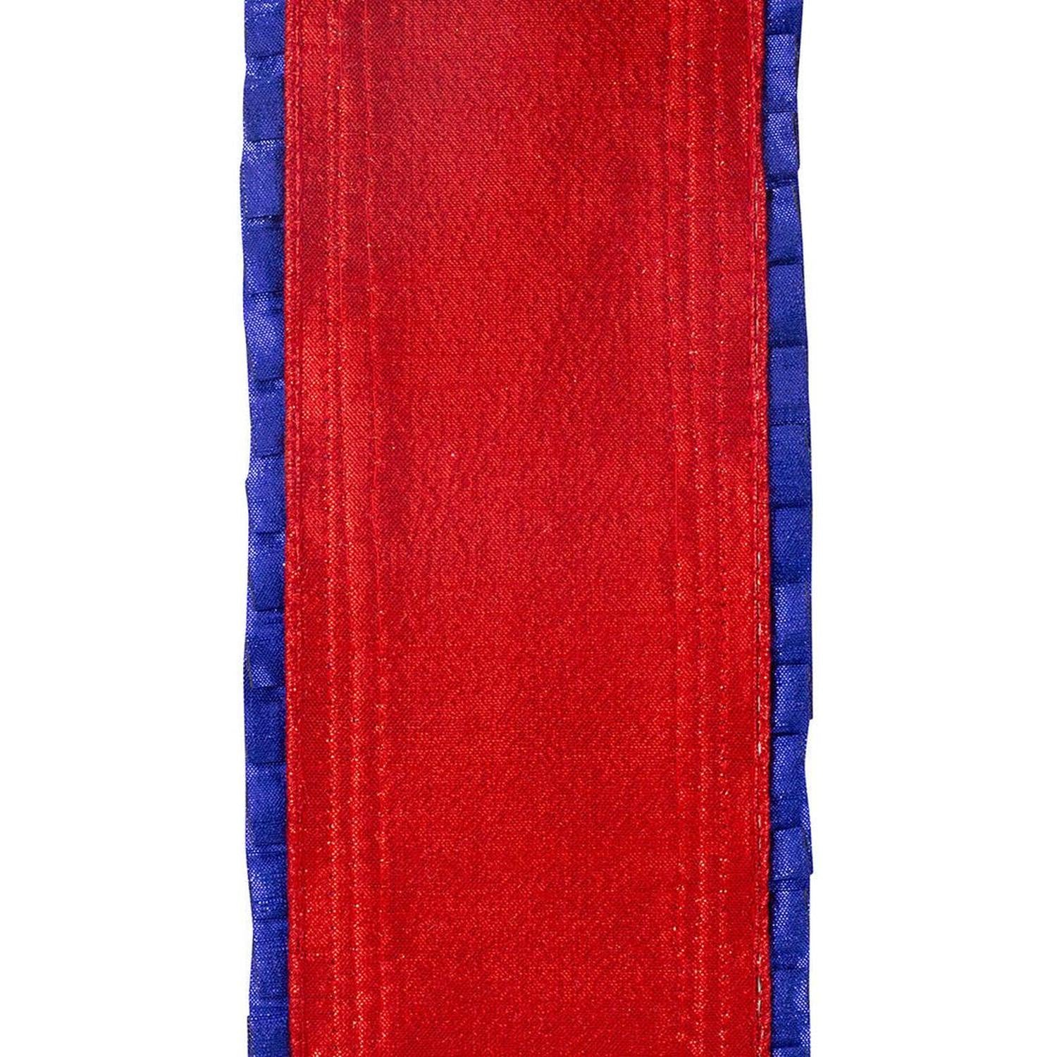 4" Metallic Pleated Dupioni Ribbon: Red/Blue (5 Yards)