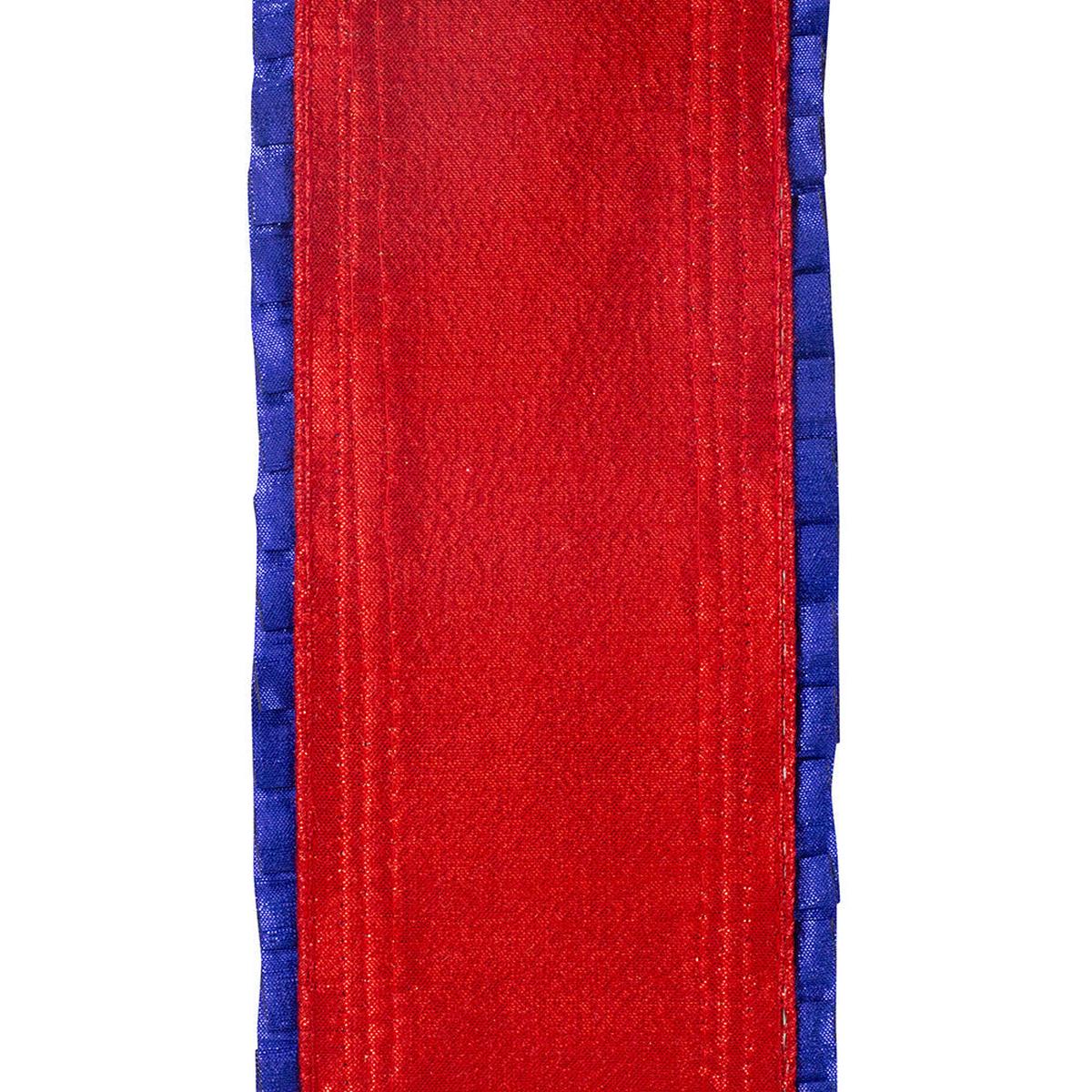 Shop For 4" Metallic Pleated Dupioni Ribbon: Red/Blue (5 Yards)