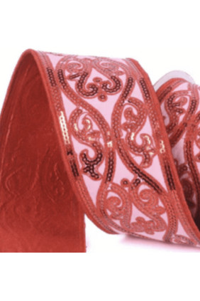 Shop For 4" Morris Tapestry Ribbon: Pink/Red (5 Yards)