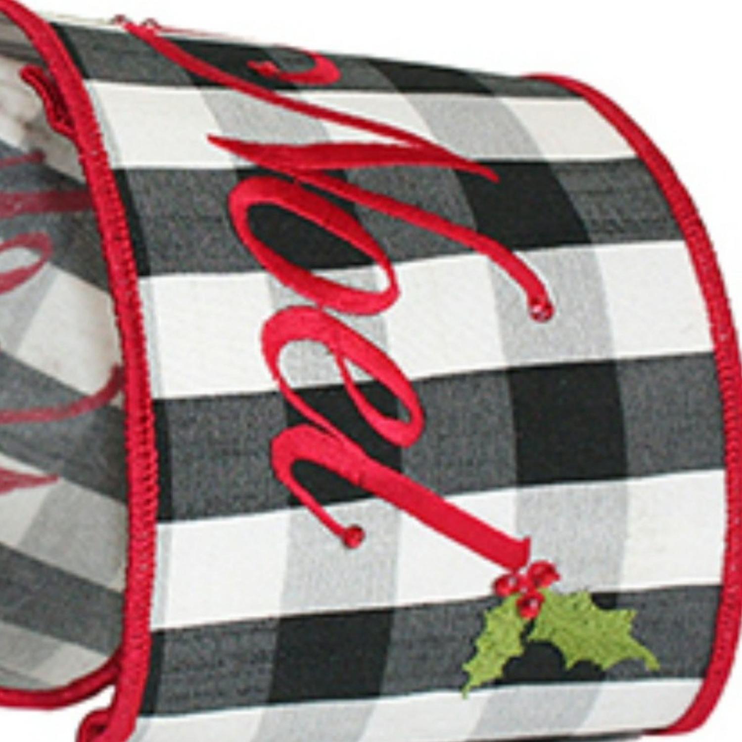 Shop For 4" Noel Check Embroidery Ribbon: Black & White (5 Yards)